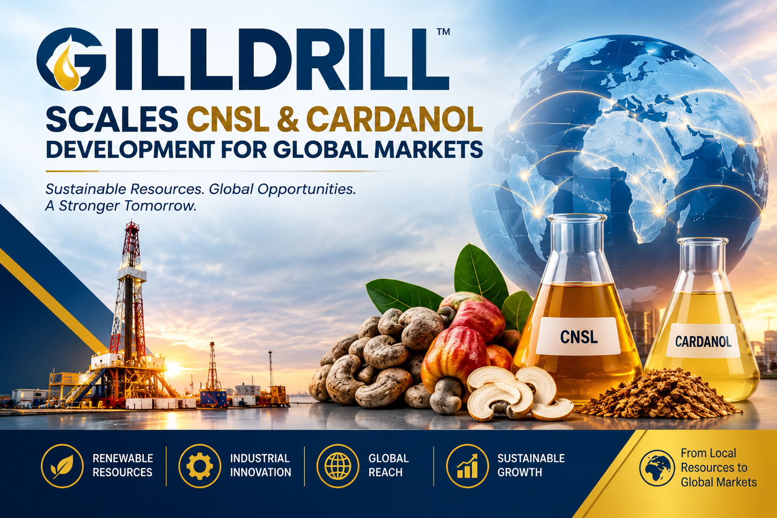 GILLDRILL SCALES CNSL & CARDANOL DEVELOPMENT FOR GLOBAL MARKETS